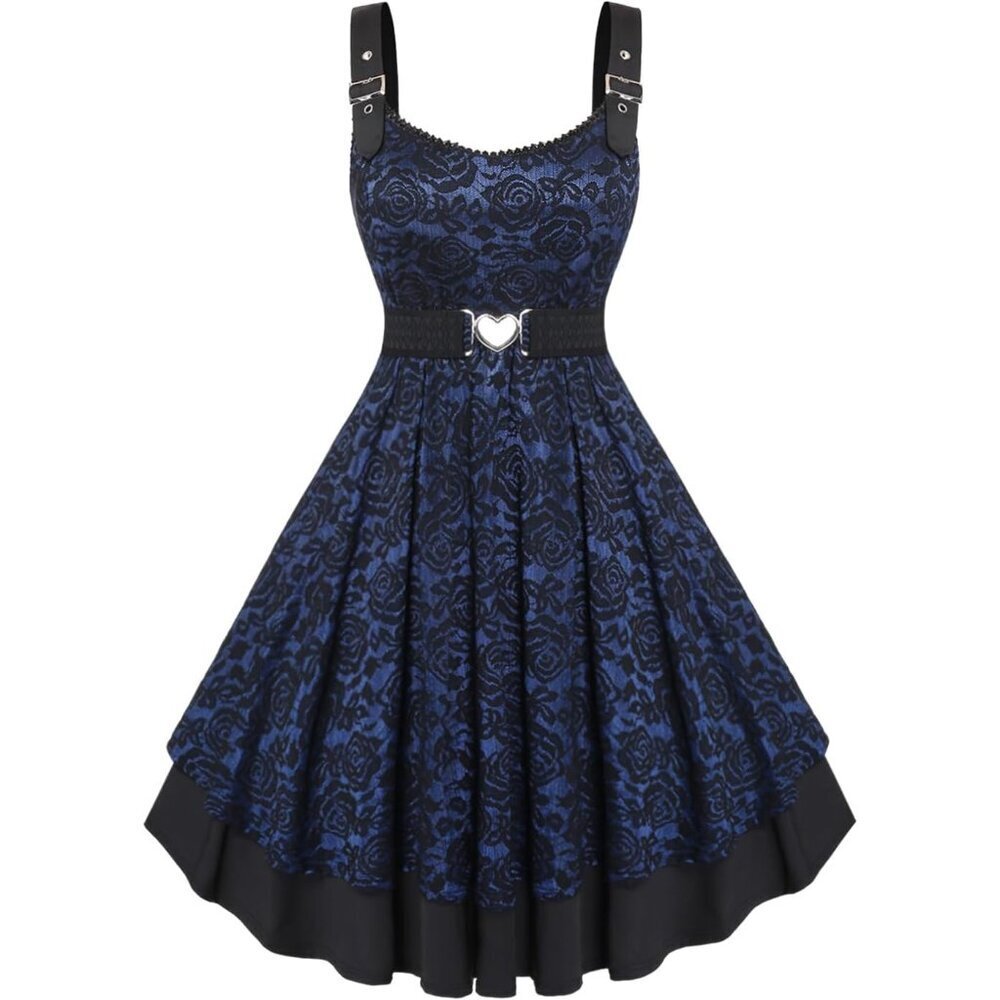 Plus Size 1950s Vintage Floral Lace Fit Flare Dress for Cocktail Parties